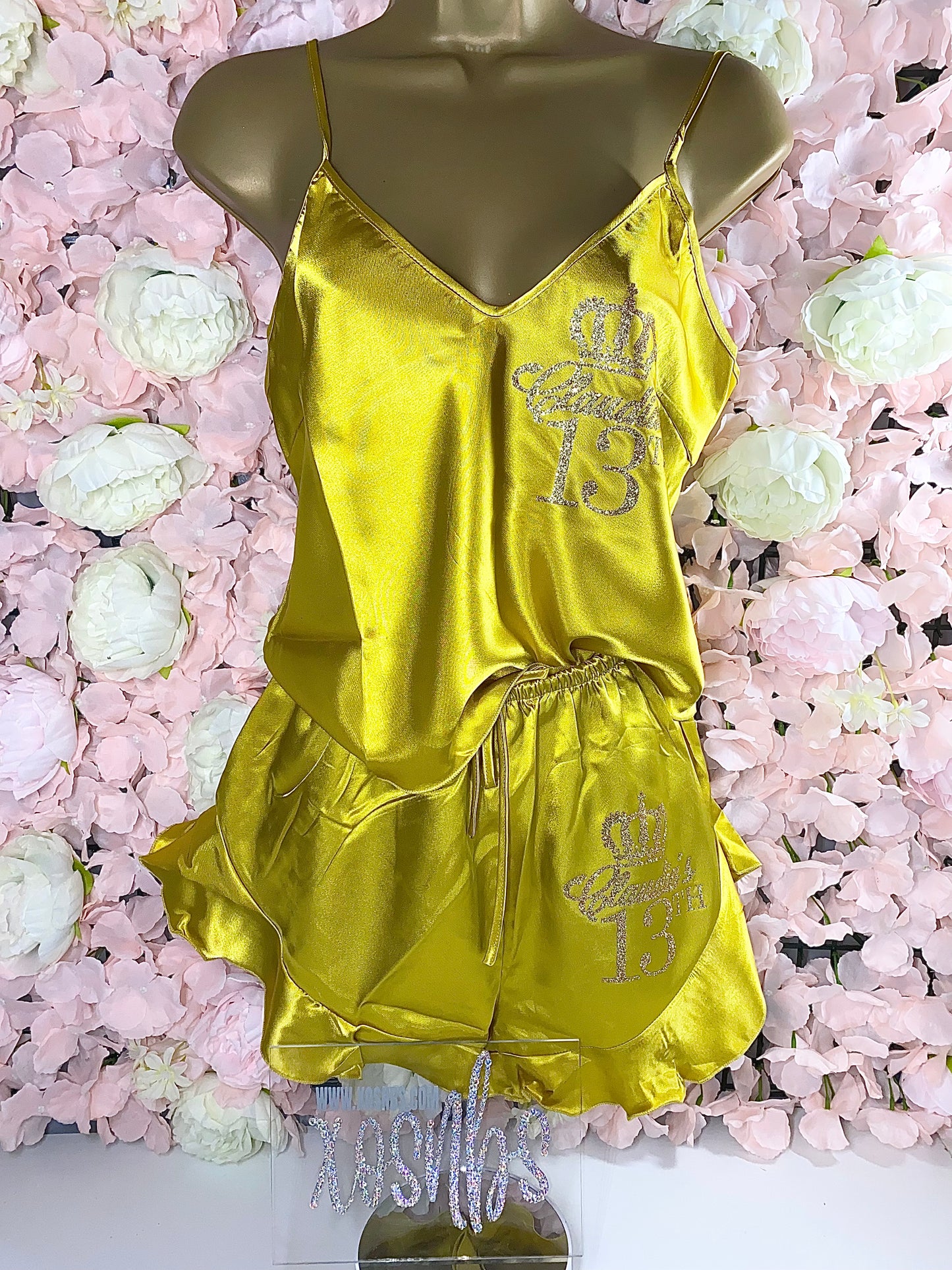 Ruffle Satin Pjs | Yellow