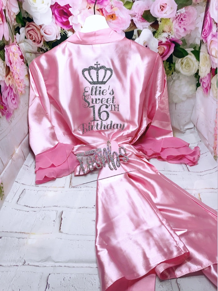 Personalised Ruffle Robe | BabyPink Discontinued Last Chance To Buy