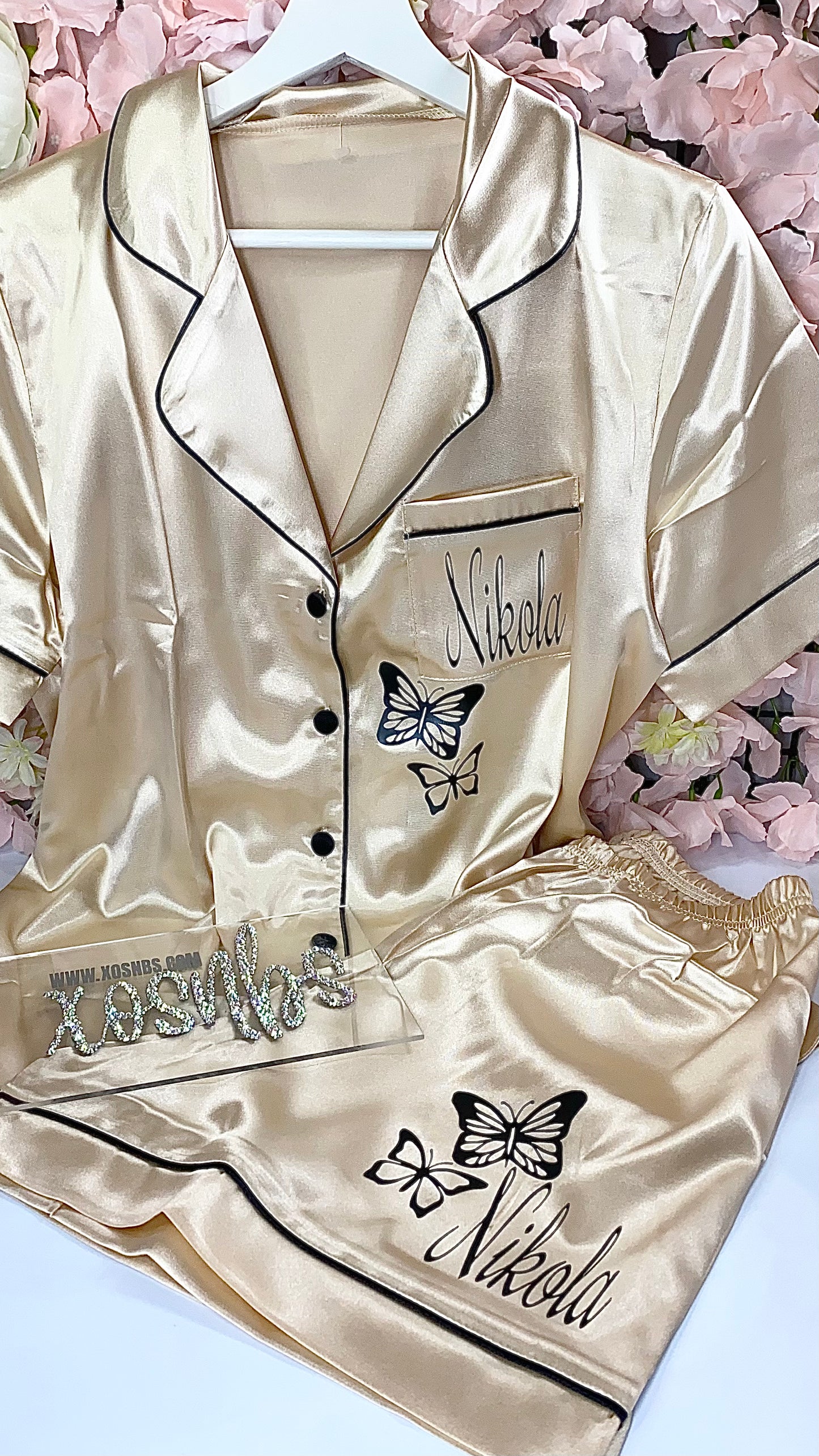 Satin Short Shirt Set | Champagne