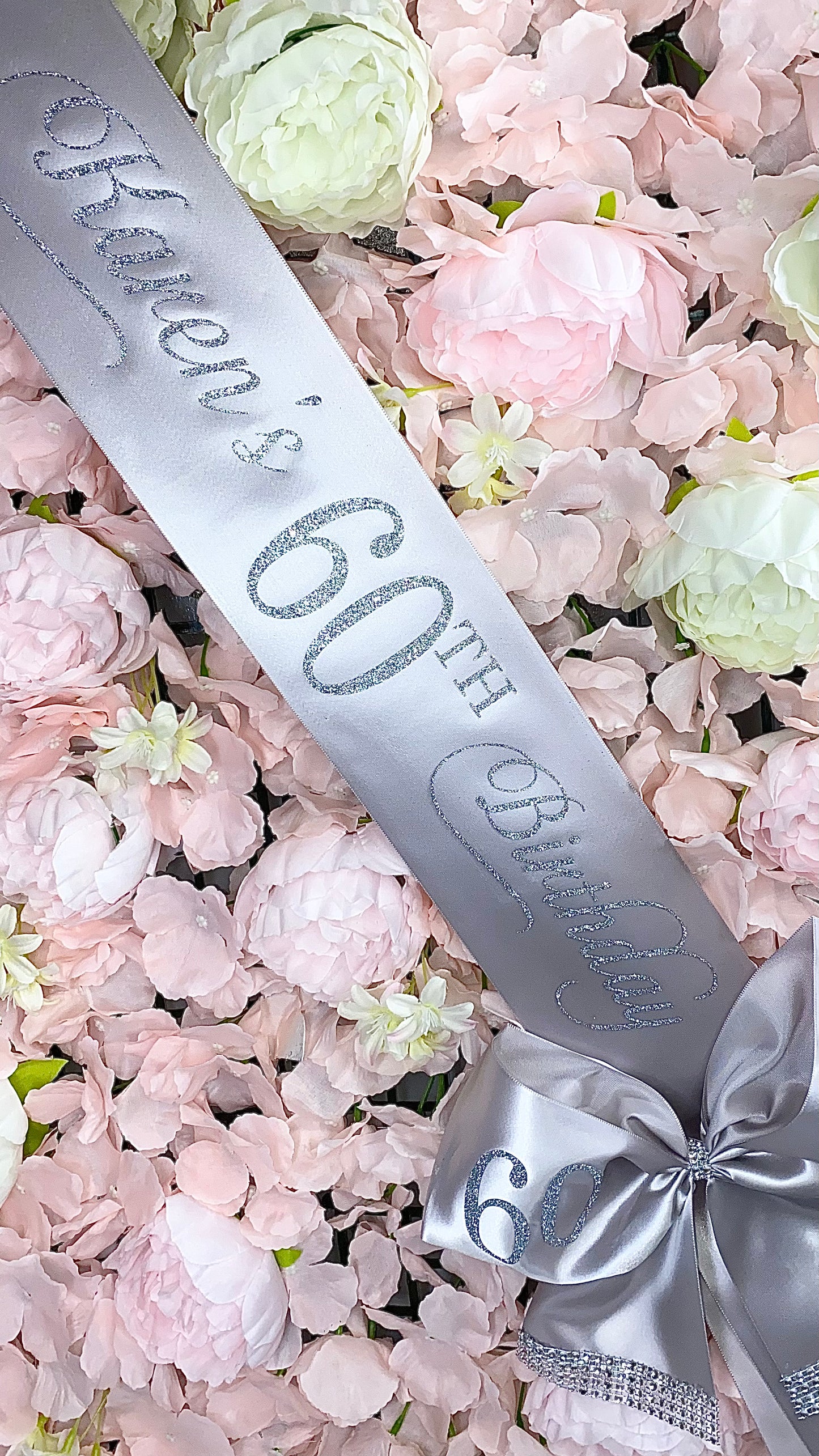 Personalised Satin Bow Sash | Silver