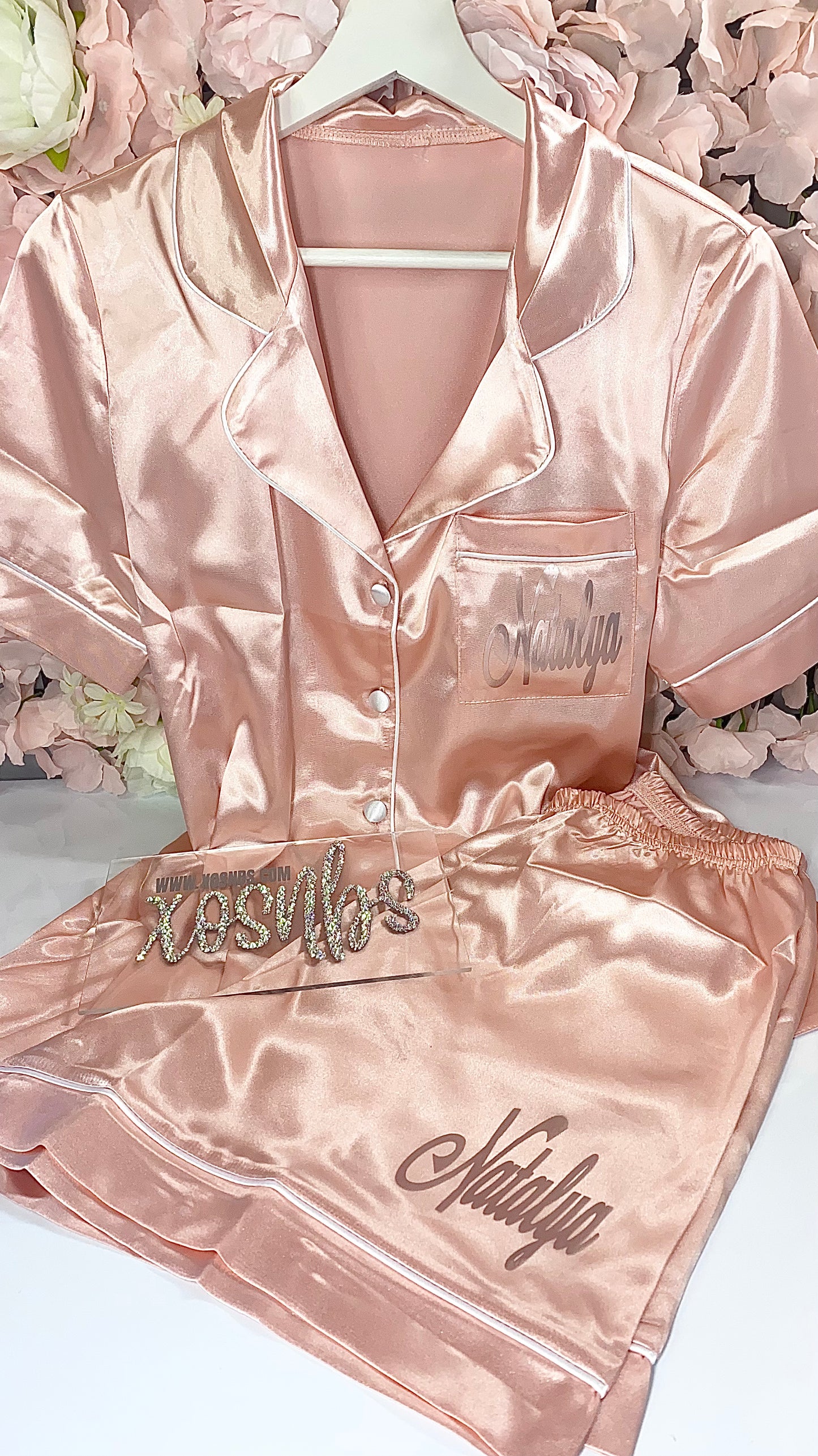 Satin Short Shirt Set | Nude